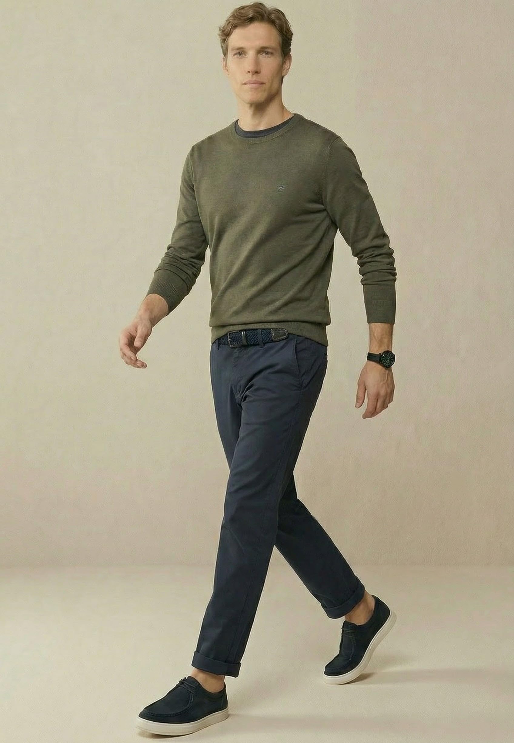 FYNCH-HATTON Feinstrickpullover aus Reiner Baumwolle mit Rundhalsausschnitt