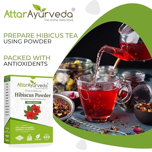 Miniatura 4 de TV Hibiscus powder for hair growth (100 Grams) Ideal for Hair pack, Face pack, Eating, and Hibiscus tea Gudhal Ka Phool Powder 100% Pure and