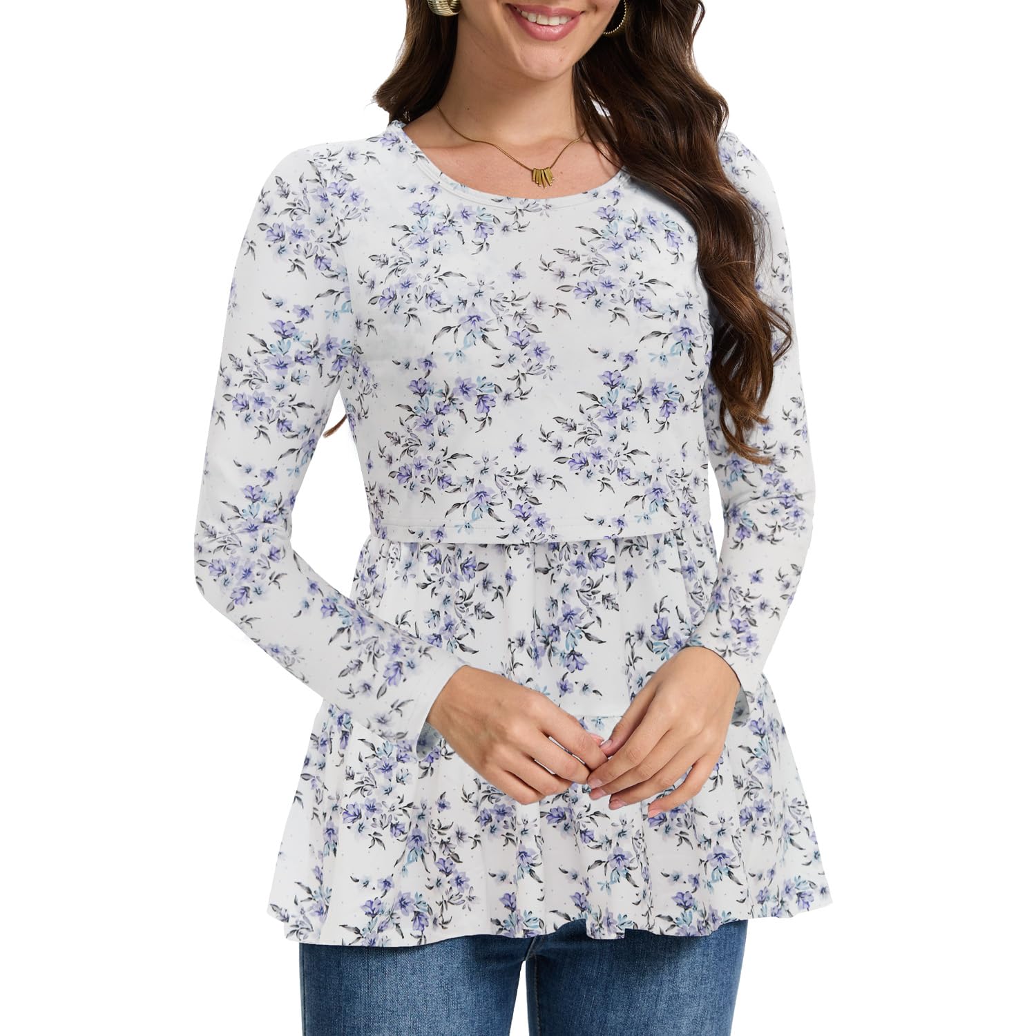 Bearsland Women's Nursing Top 3pack Long Sleeve Scoop Neck Breastfeeding Shirts Nursing Shirt