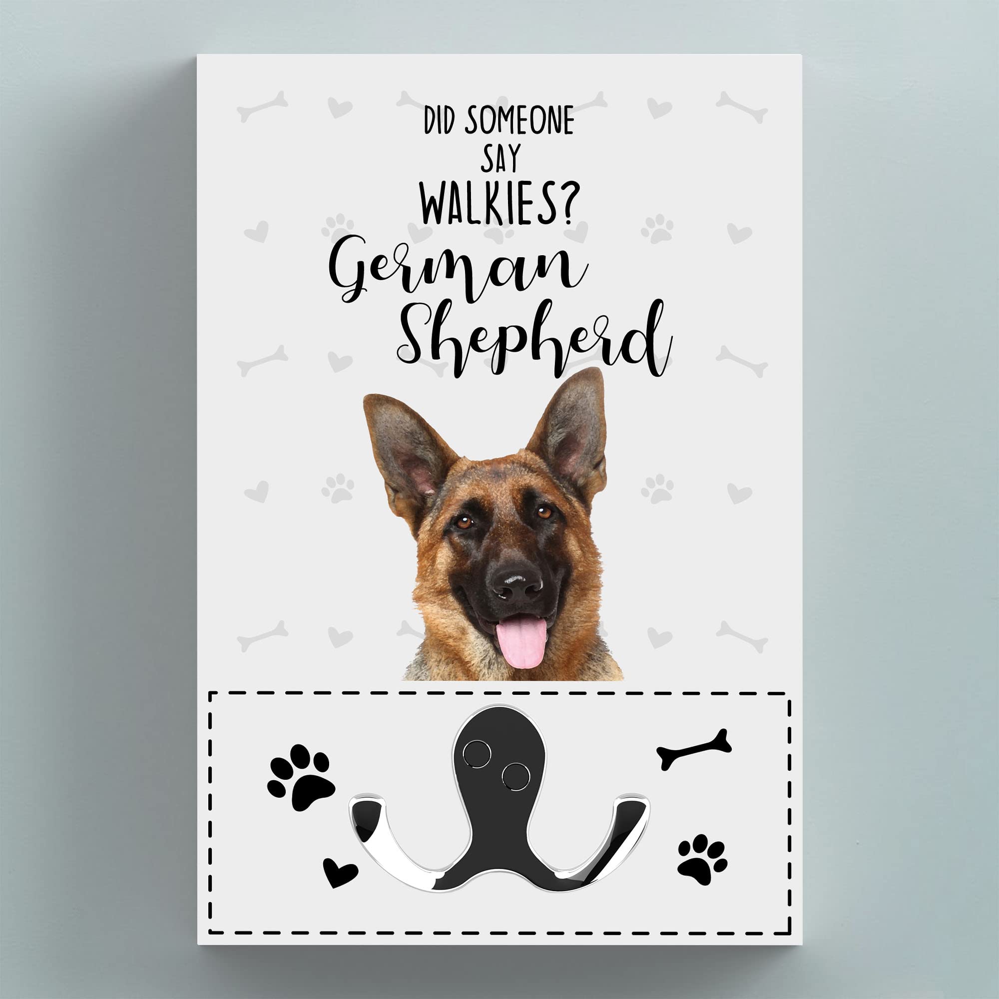 Global Designs Walkies German Shepherd Themed Wall Hung Lead Hook Dog Breed Lead Holder Wall Hook