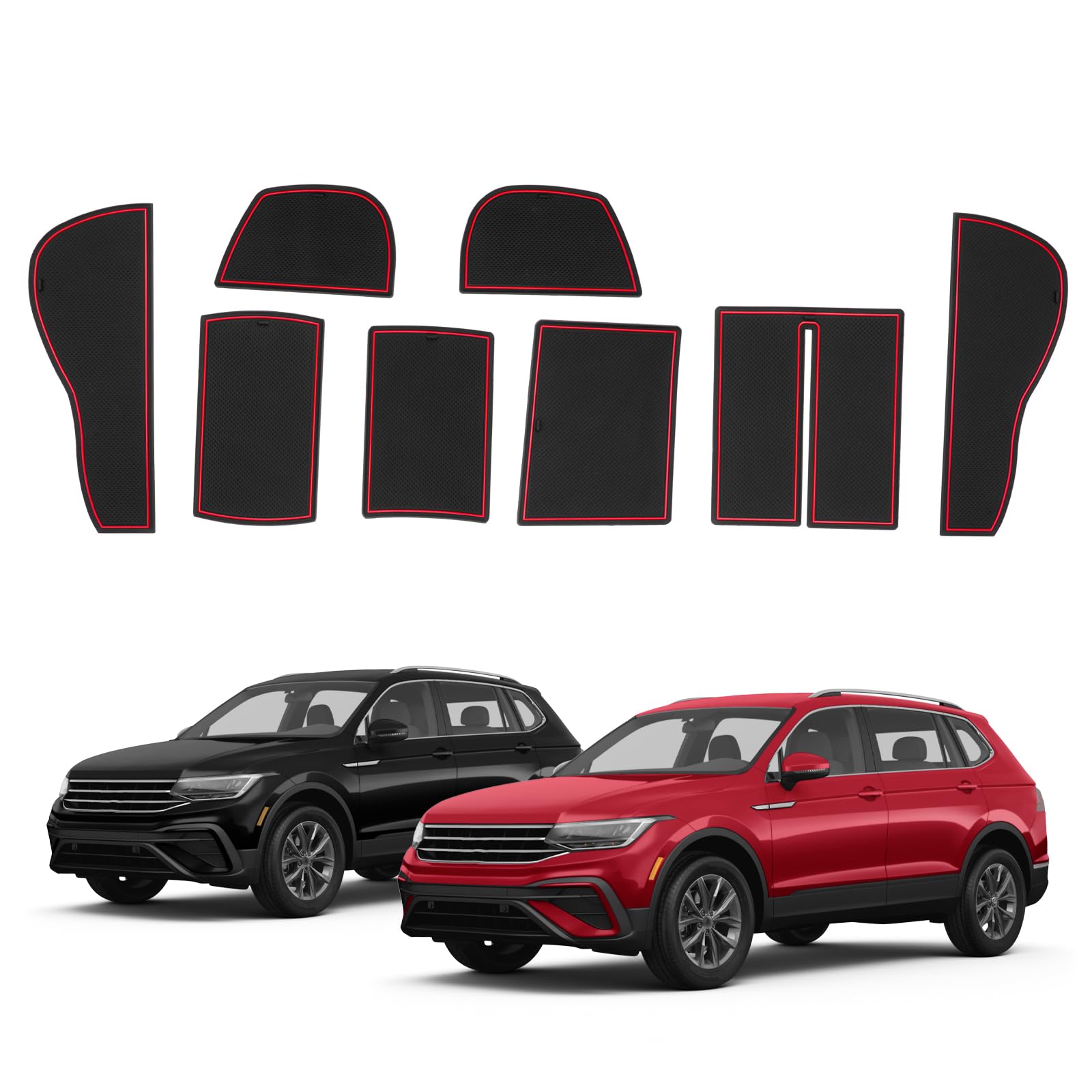 ECOZEN Tappetini in Gomma Antiscivolo per VW Tiguan 3 2024 2025 impermeabili antiscivolo Tappeto Antiscivolo VW Tiguan 3 Accessori per Console Centrale Portabicchieri Scatole di Archiviazione Cuciture