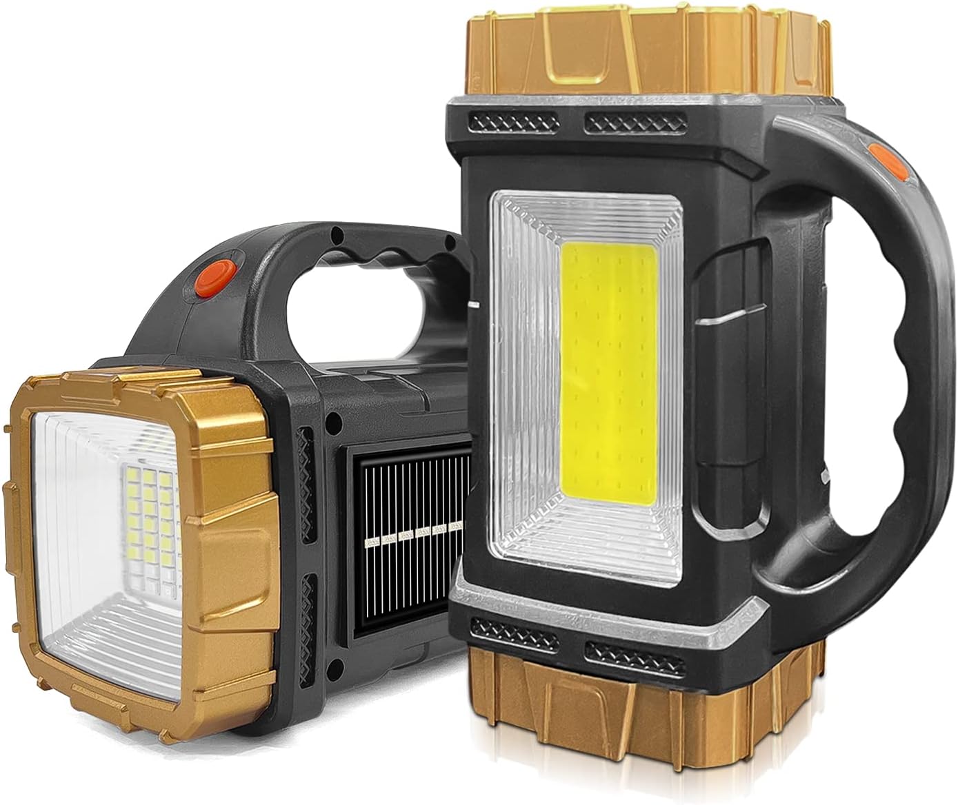 1-Pack Solar Flashlight High Lumens Rechargeable Outdoor Waterproof Spotlight LED Work Light Searchlight Lantern for Camping Emergencies