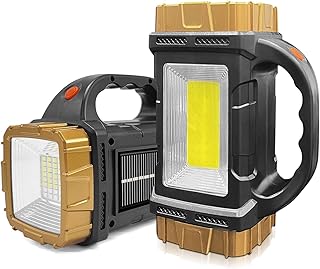 Civikyle 2-Pack Solar Flashlights High Lumens Rechargeable Outdoor Waterproof Spotlight LED Work Light Searchlight Lantern for Camping Emergencies
