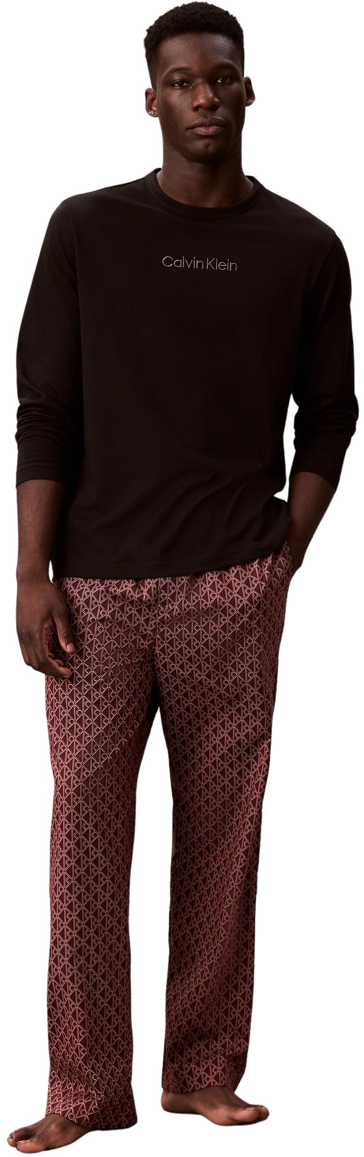 Calvin Klein Men's Long Sleeve Pyjama Set Red Medium