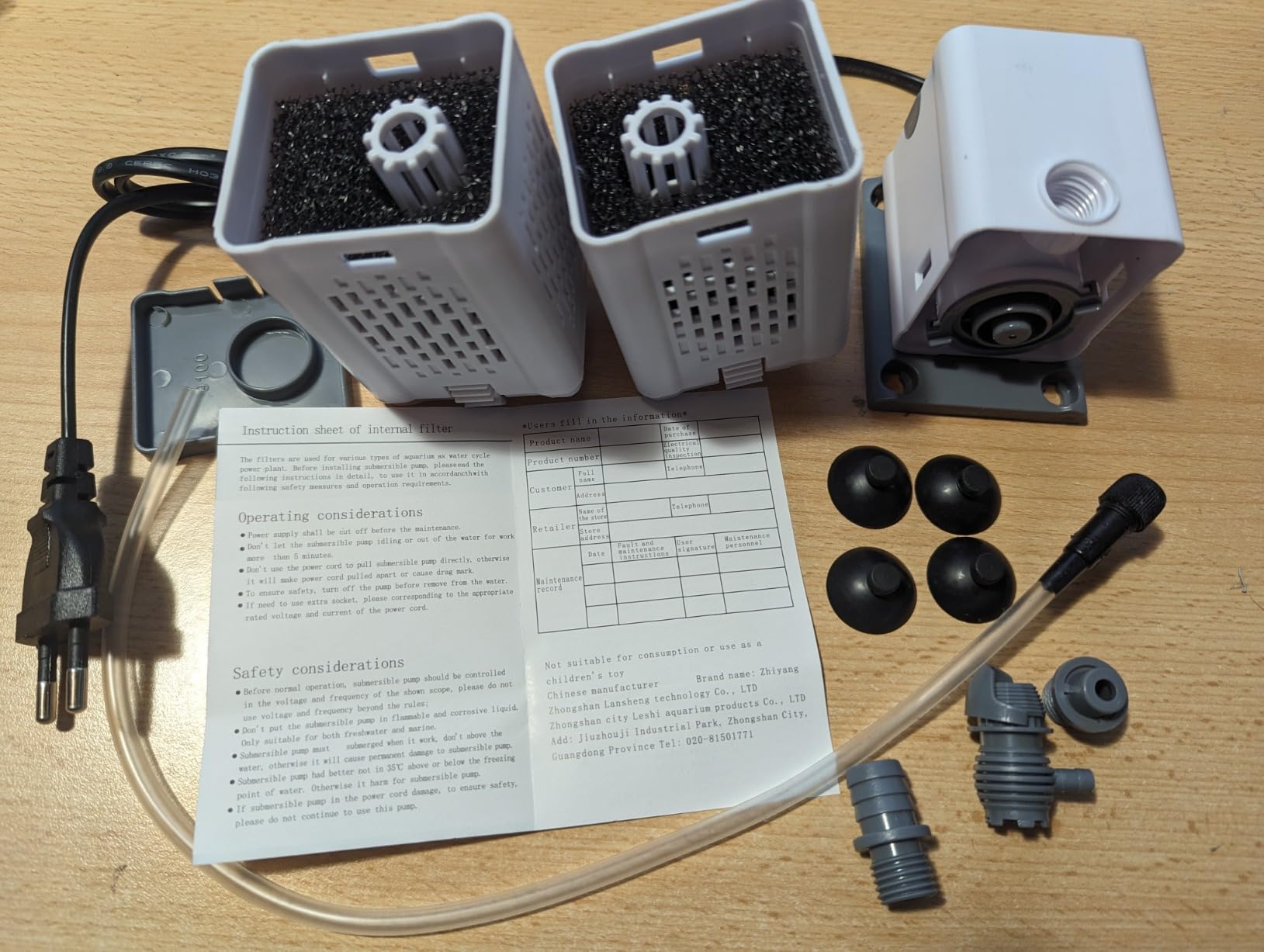 Aquarium Pumpe mit Filter 4 in 1 Aquarium Internal Filter 500L/H 4 in 1