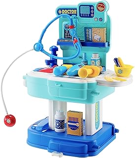 Toyvian Toy Doctor Kit for Kids and Toddlers- 31Pcs Kids Doctor playset- 2 in 1 Kids Pretend Play Doctor Kit Toys Scoolbag for Boys and Girls