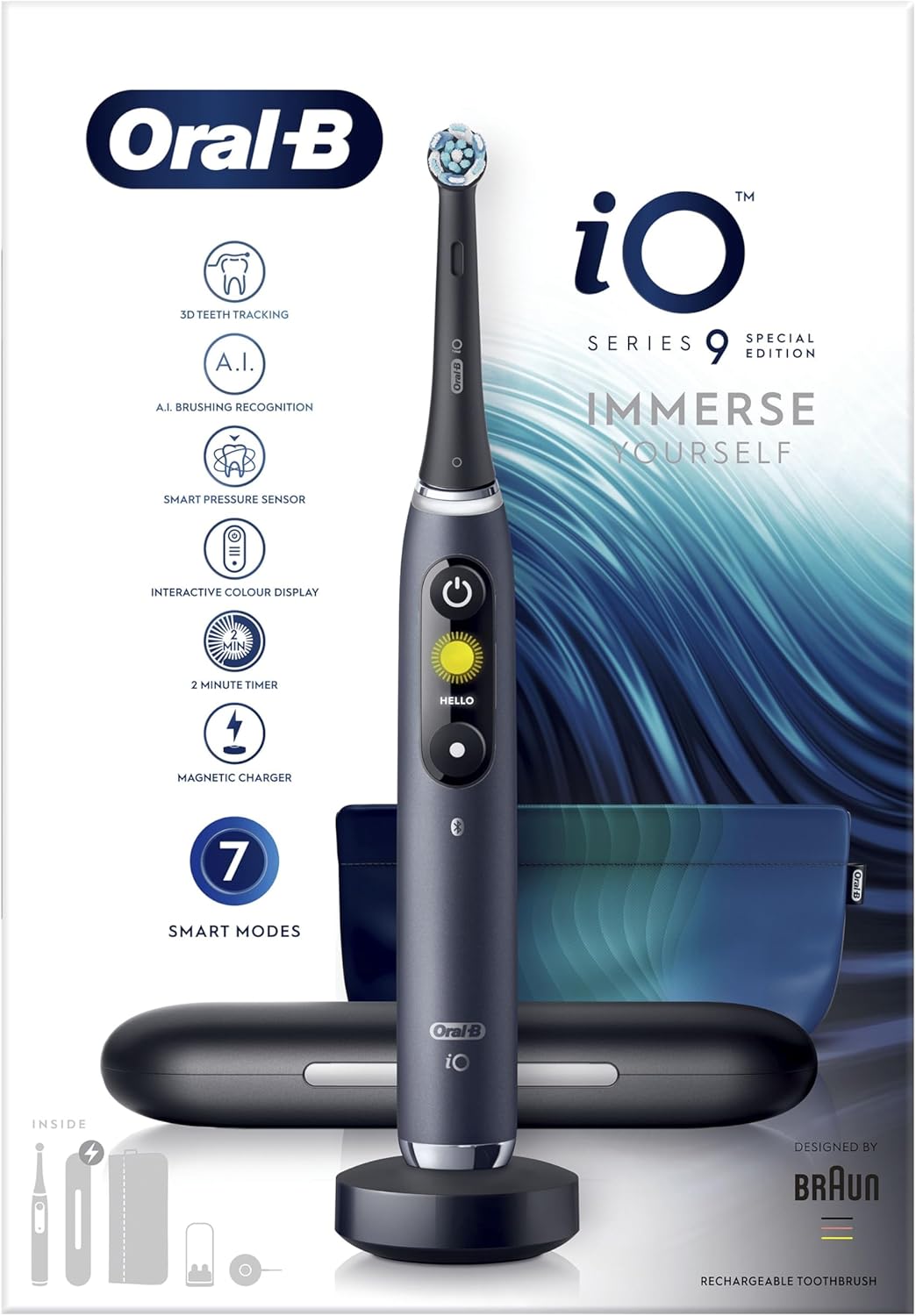OralB iO9 Electric Toothbrushes For Adults, App Connected Handle, 1