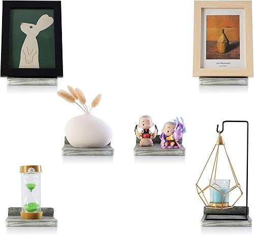 Miniatura 7 de NIUBEST Estante flotante pequeño estante de pared de 5 x 5 pulgadas estante de madera rústica para dormitorio sala de estar baño cocina juego de 6