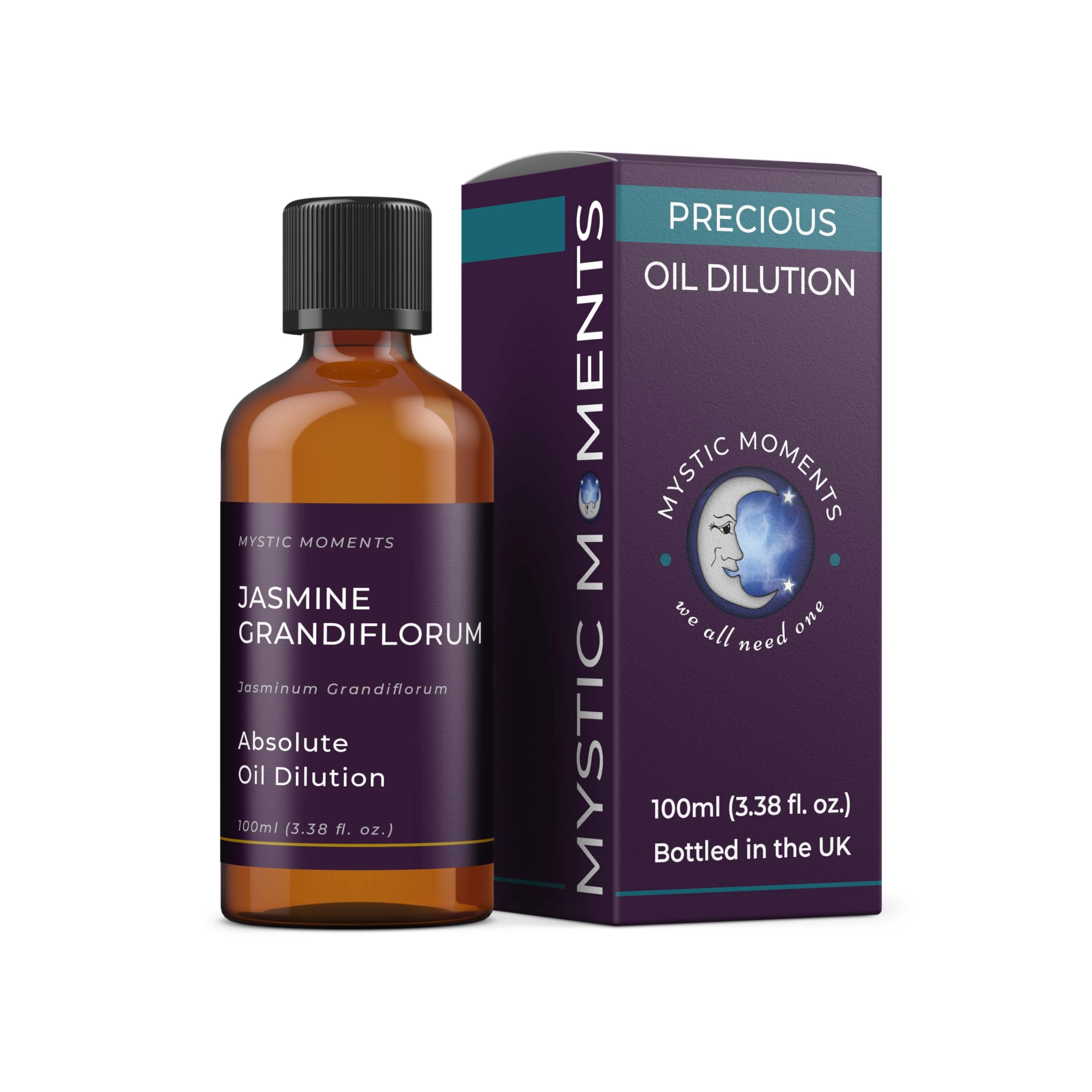 Mystic Moments | Jasmine Grandiflorum Absolute Oil Dilution 100Ml | 3% In Jojoba | Jasminium Grandiflorum | Exotic Floral Skincare & Aromatherapy | Natural Perfume Oil | Pre-Diluted Massage Blend