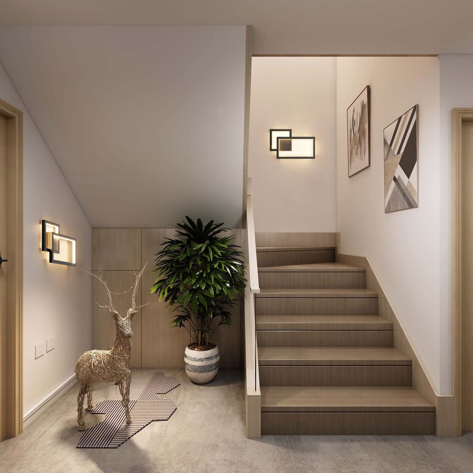 Klighten 24W LED Wandleuchte Innen,1960 Lumen, 41cm, Mordern Dekorative Wandlampe, Wandbeleuchtung Für Schlafzimmer Wohnzimmer Treppe, Warmweiß 3000K, 110-240V, Schwarz