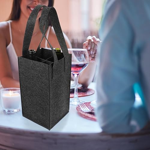 Miniatura 2 de Jojofuny Bolsa de 4 botellas de vino  Bolsas de regalo de fieltro y bolsas de comestibles reutilizables para viajes, campamento, picnic