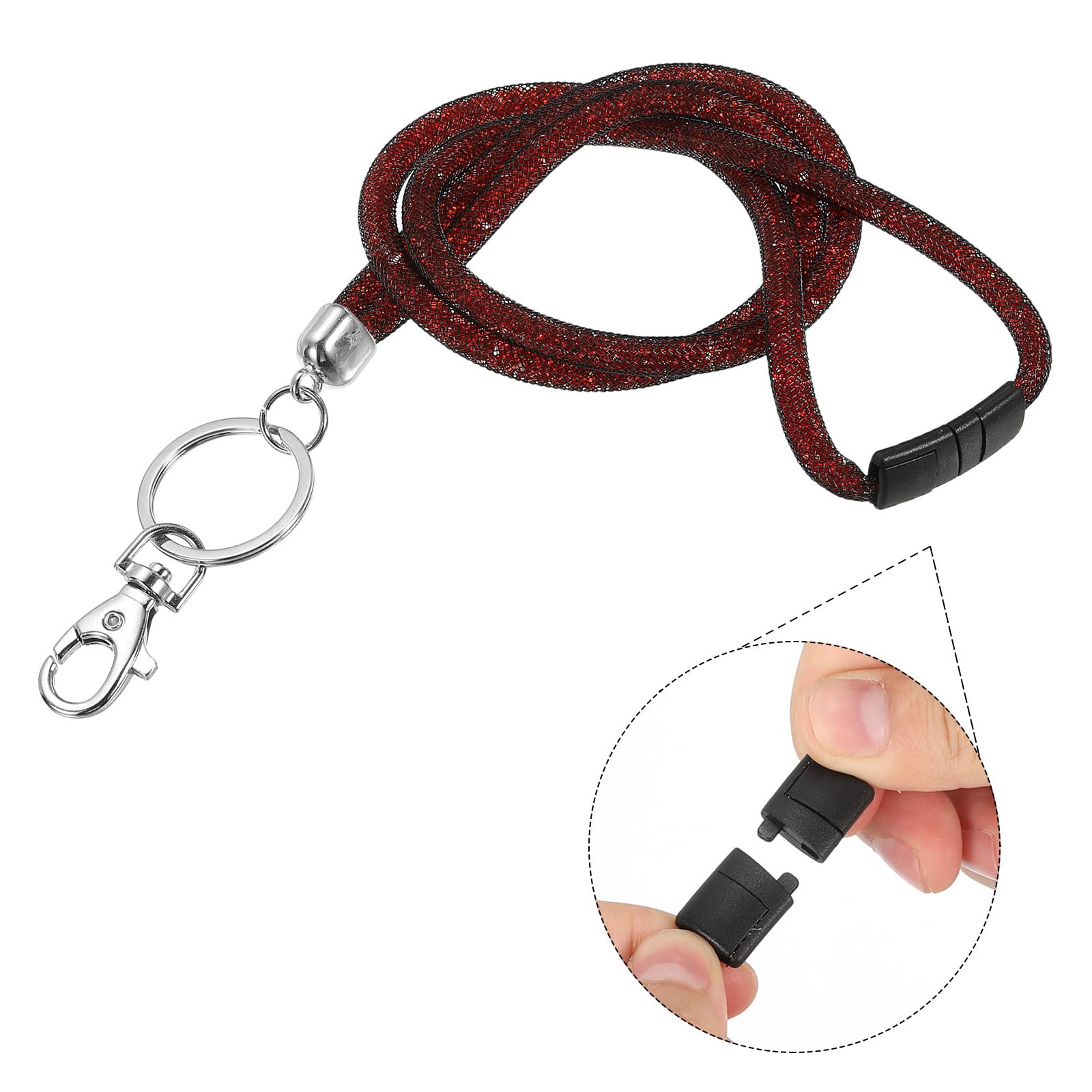 PATIKIL Bling Keychain Lanyards, Crystal Lanyard Strap Keys Strap Keychain with Metal Clasp for ID Badge Holder Keys Red - Image 3