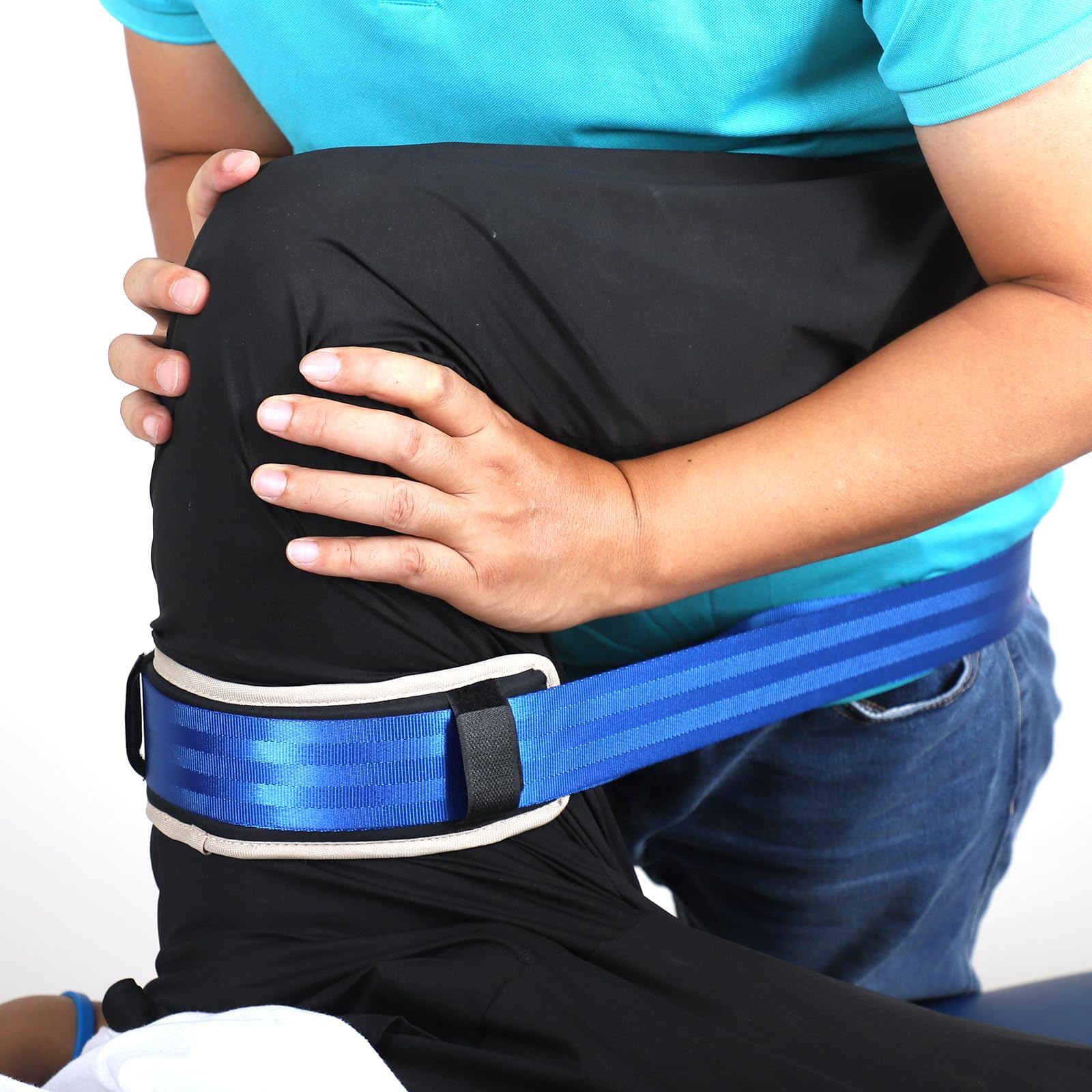 Mobilization Belt Physiotherapie – Vielseitiger Extremitäts-Mobilisierungsgürtel – Premium-Gurt für Physiotherapie, Reha und Stretching, Weißgrau