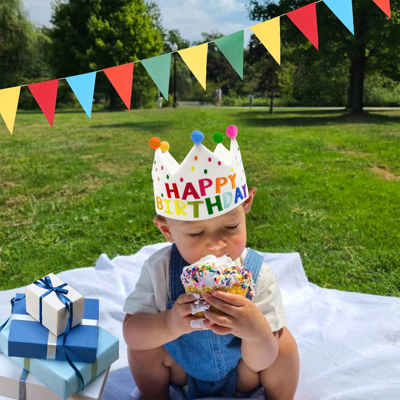 Sombreros de cumpleaños personalizados bordados a mano, corona de feliz cumpleaños, lindo sombrero de fiesta para niño y niña, apto para todas las edades