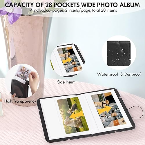 Miniatura 5 de Álbum de fotos pequeño y elegante para cámara instantánea Instax, 28 bolsillos retro álbum de fotos se adapta a Fujifilm Instax Wide 400300200para