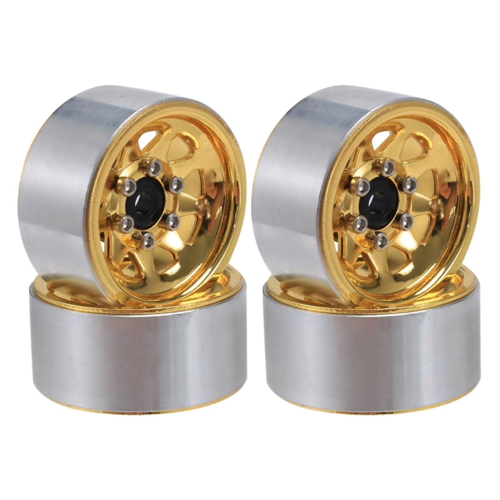 Cerchio Beadlock RC Per Axial Per SCX24 AX24 Per TRX4M 1/18 1/24 Cerchione Beadlock Da 1,0" Con Mozzo In Acciaio Stampato E Piatto Profondo Parti Di Ricambio Per Auto Cingolate RC(Yellow)