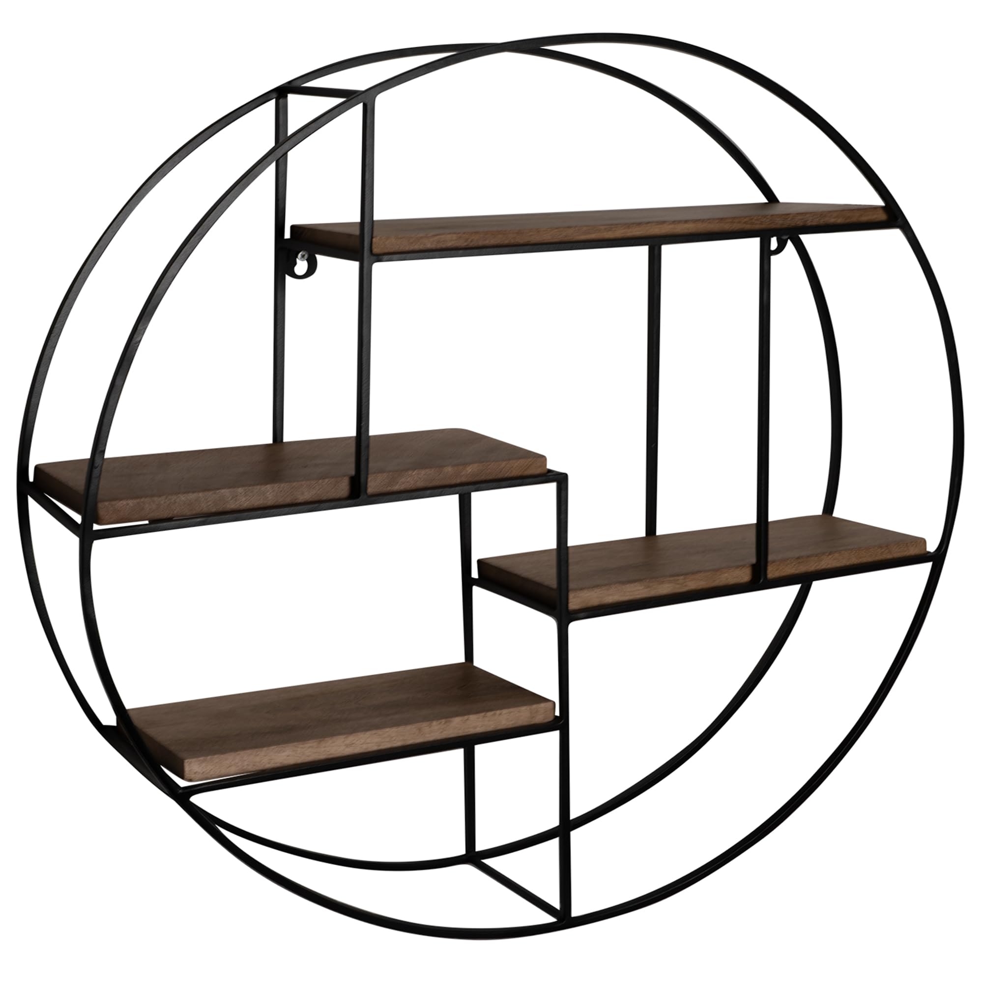 FineBuy Półka Ścienna 70x18x70 cm Lite Drewno Mango Metal | półka wisząca z prawdziwego drewna, regał na książki na ścianę, unikat, półka ścienna do salonu i przedpokoju
