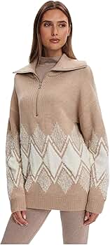 Varley, Women's, Betty Jacquard 1/2 Zip, Light Taupe, XX-Small at