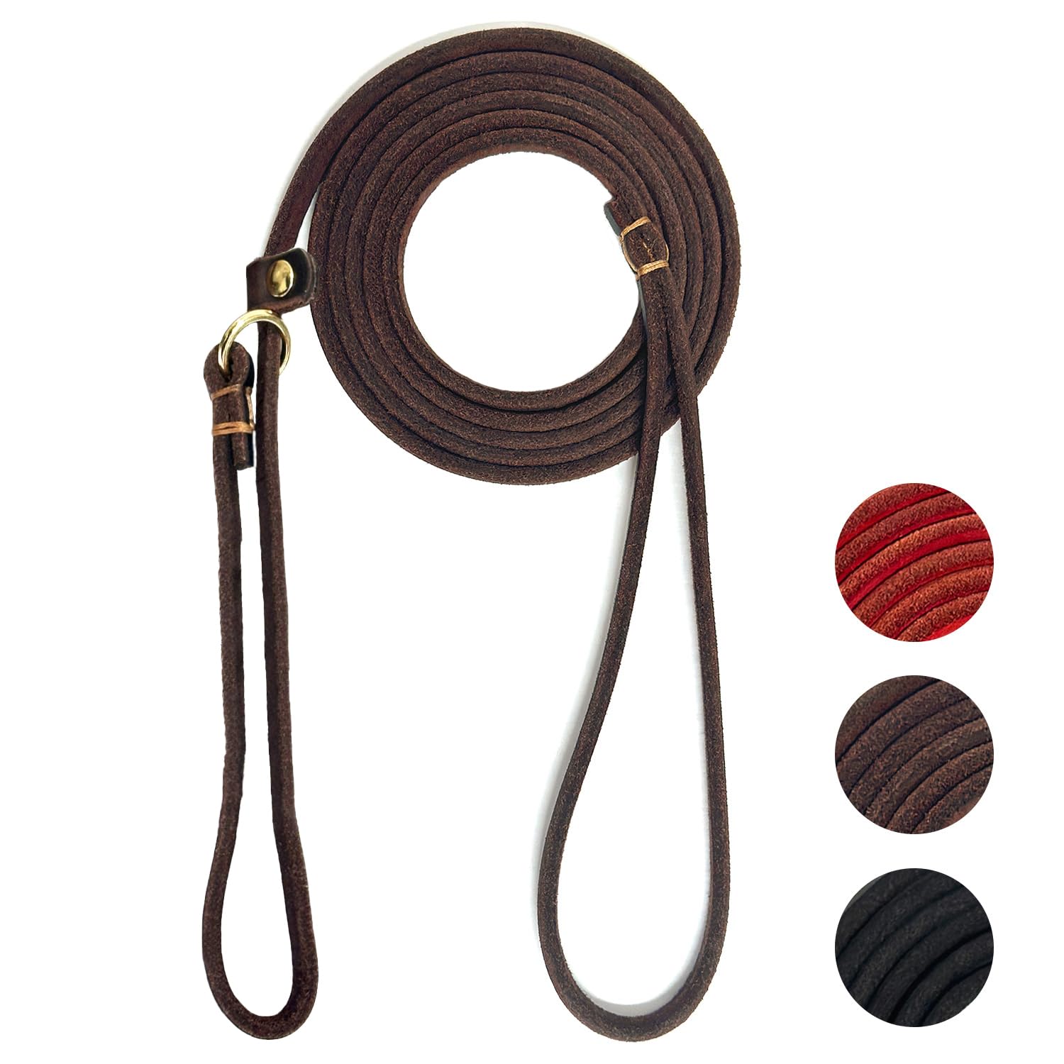 Guiding Star Leather Slip Lead Dog Leash for Small Dogs & Puppies 6 Ft x 1/4 Inch,Luxurious and Lightweight Leather Training Dog Leash for Walking