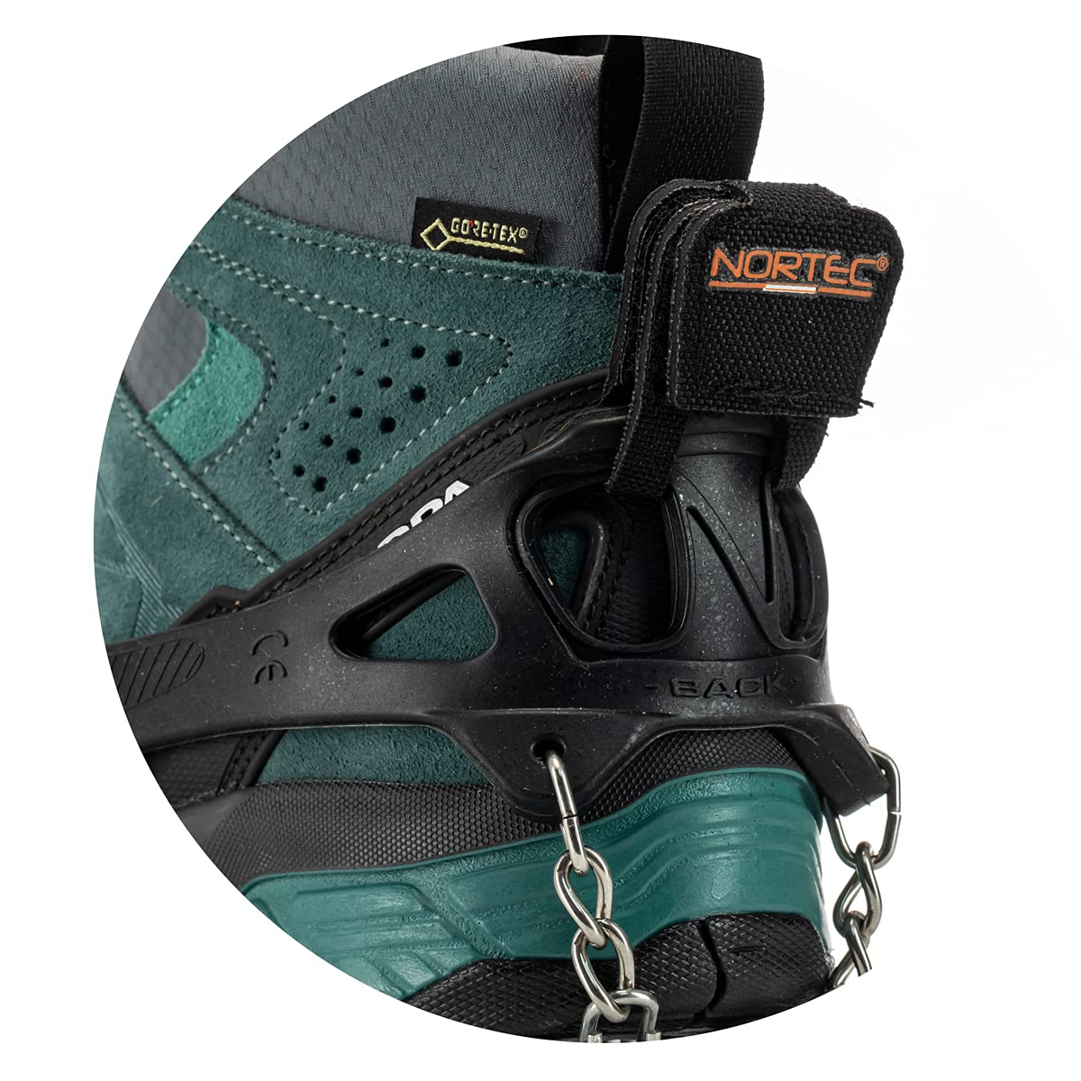 Nortec Spikes ALP 2.0 Made in Italy für Winter Trekking auf EIS und Schnee, Micro Spikes Leicht für Schuhe mit Tasche