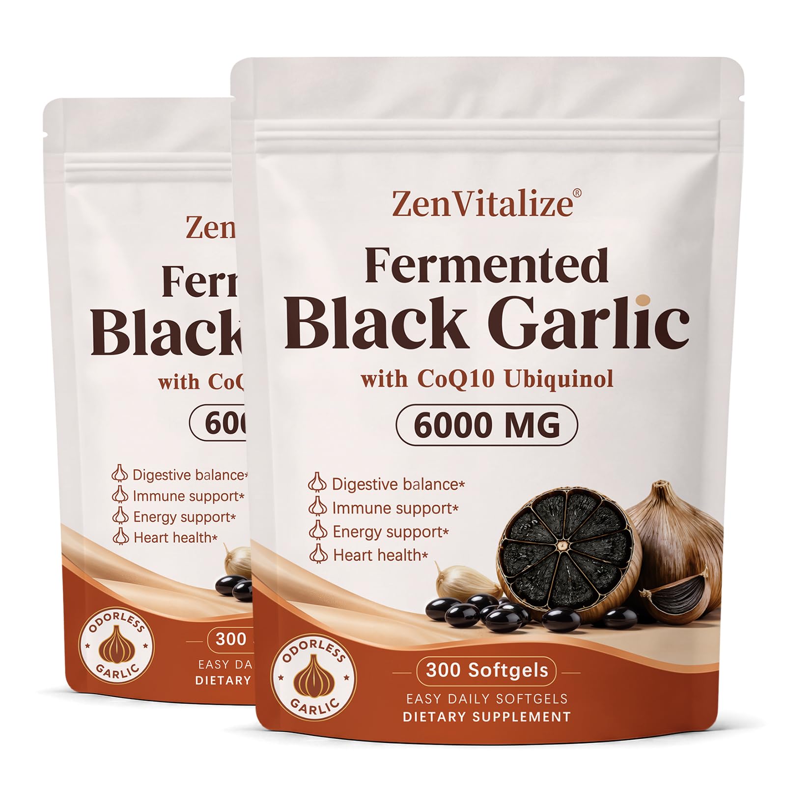 Aged Fermented Black Garlic Softgels with CoQ10 Ubiquinol and Vitamin K2 MK-7, Odor-Free Garlic Extract Supplement for Heart & Immune Support, Non-GMO, Gluten-Free, 300 Softgels — Amazon image 10