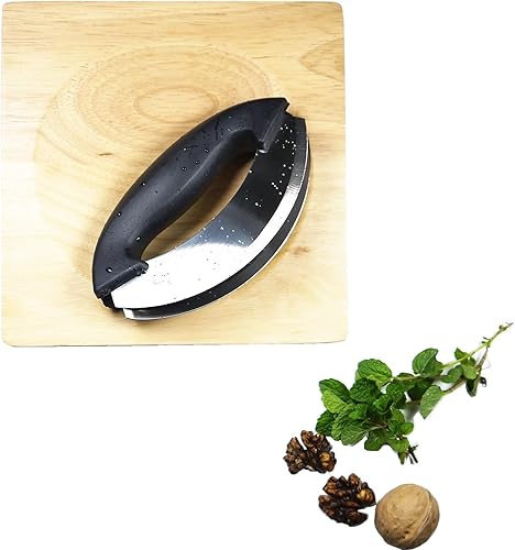 Miniatura 6 de Mezzaluna - Juego de picador y tabla de cortar, cuchillo basculante para tabla de cortar con una mano, cortador de cuchillos para picar verduras de