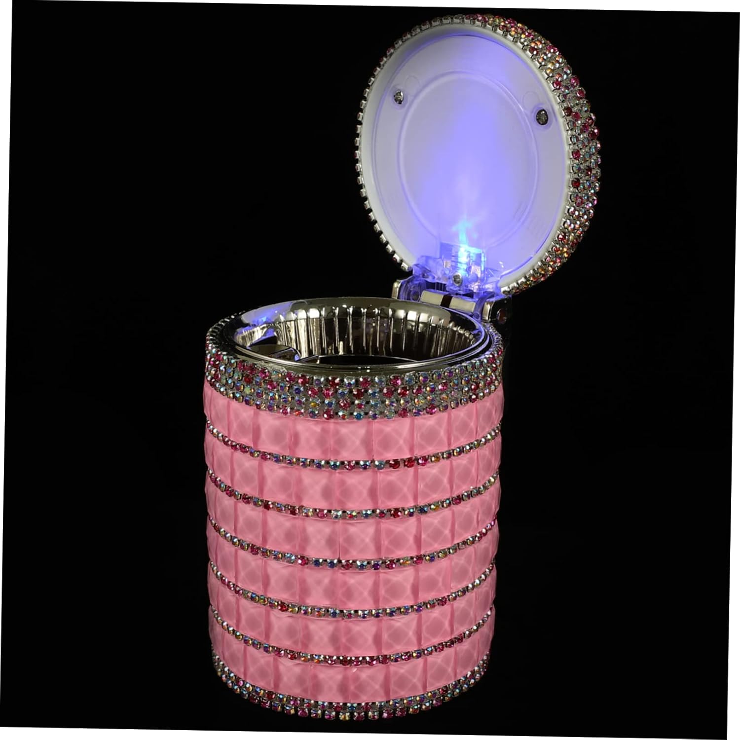 Happyyami Luxury Ashtray Led Light Lid Portable Decorative Auto Ashtray Smoke Car Accessory