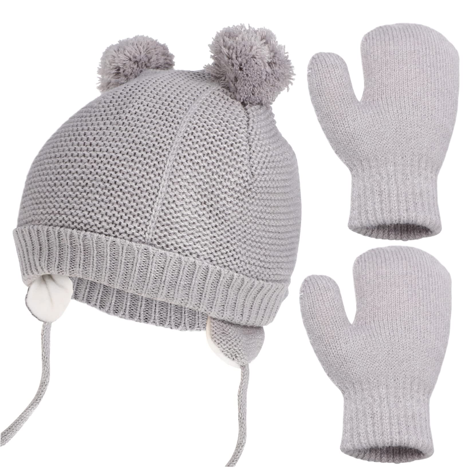 LIFKOME Multi-Occasion Toddler Winter Hat and Mitten Set Knit Suit for Boys and Girls Warm Gloves