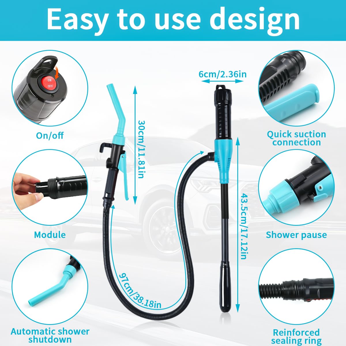 Pompa Elettrica A Batteria Per Liquidi - Trasferimento Benzina, Acqua, Olio Con Tubo Flessibile - Foto 7