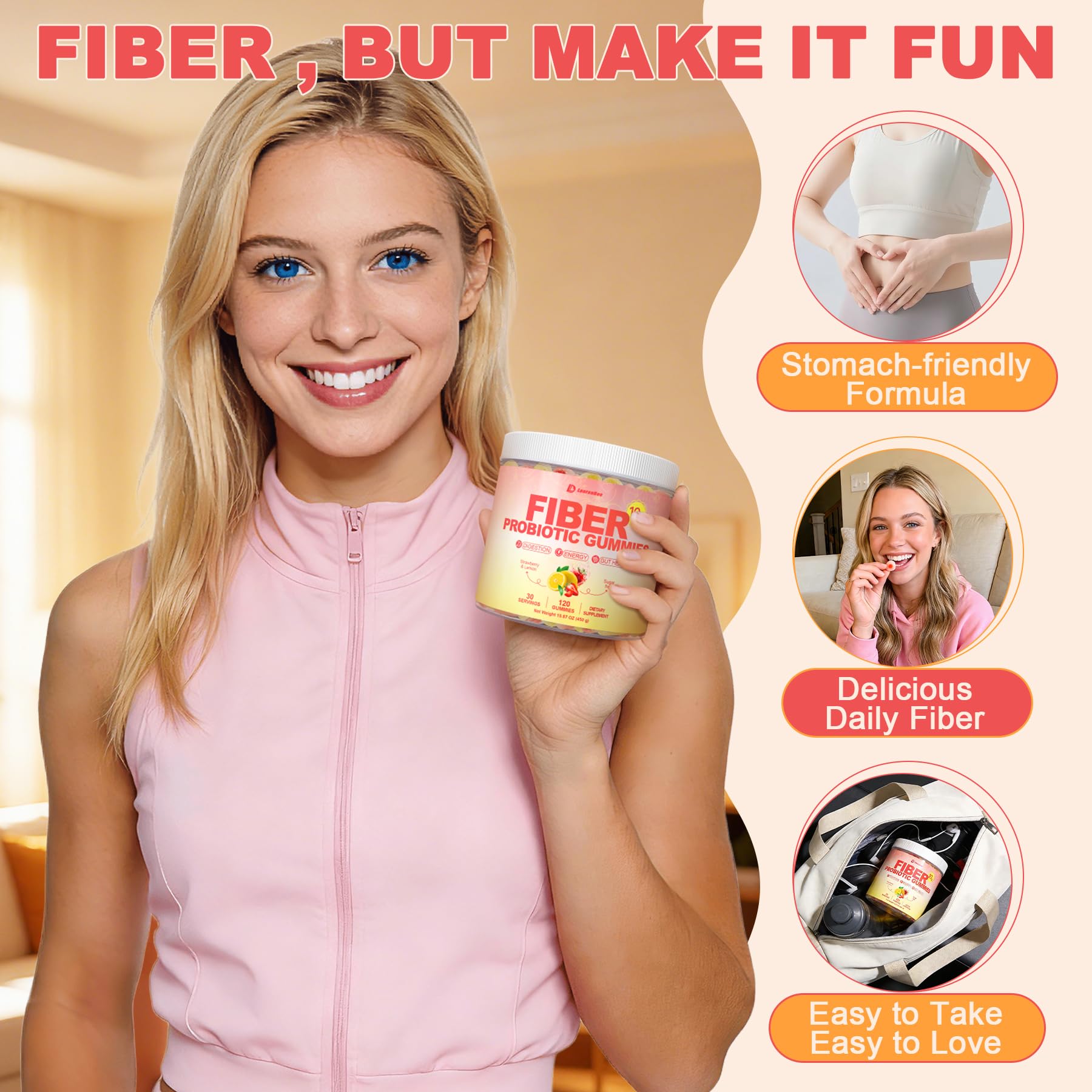 10g Fiber Gummies for Adults & Women Sugar Free High Fiber Supplement — Amazon image 5
