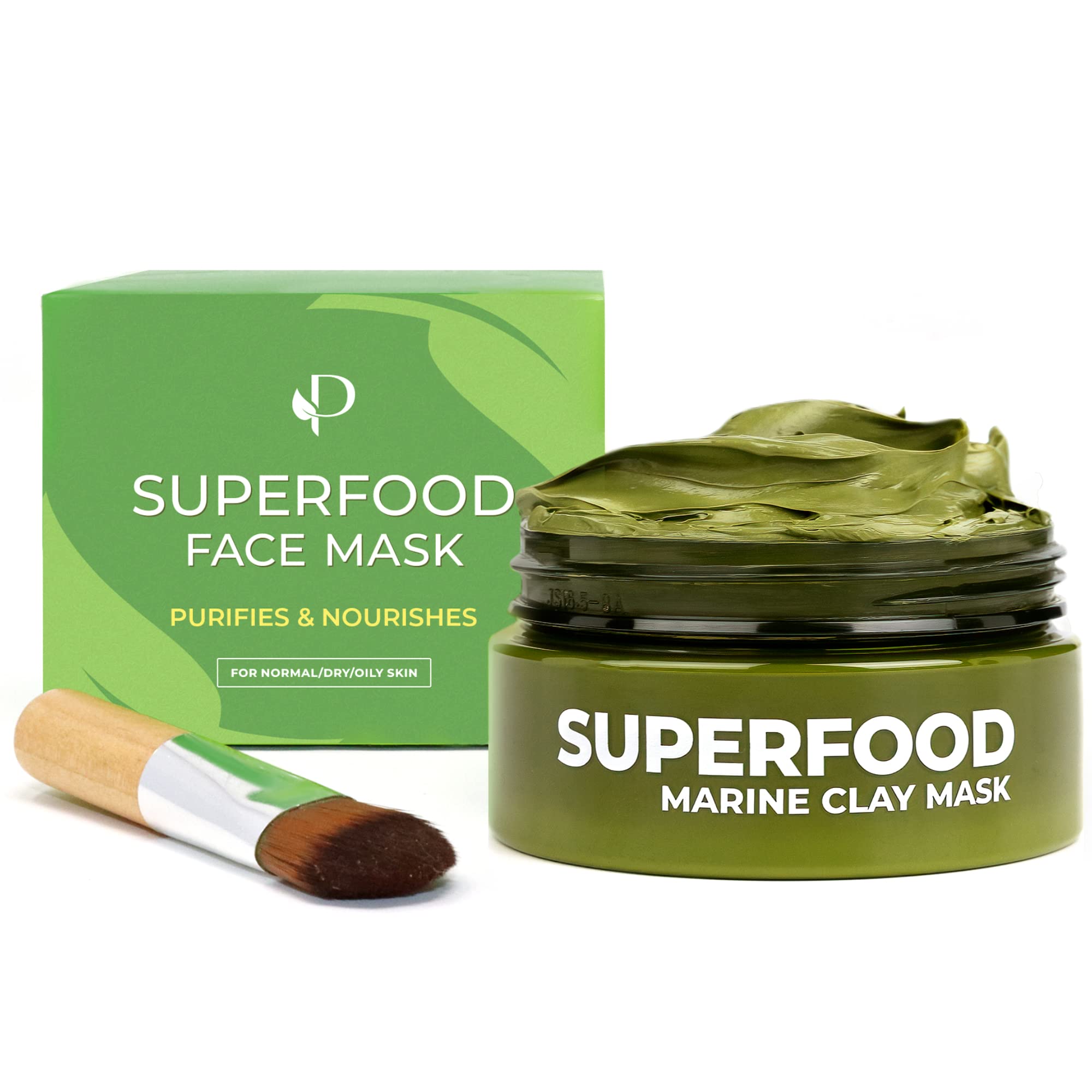 Clay Mask by Plantifique - 100% Vegan Face Mask with Avocado & Green Tea - Face and Body Mask - Face Masks Beauty - Acne T...