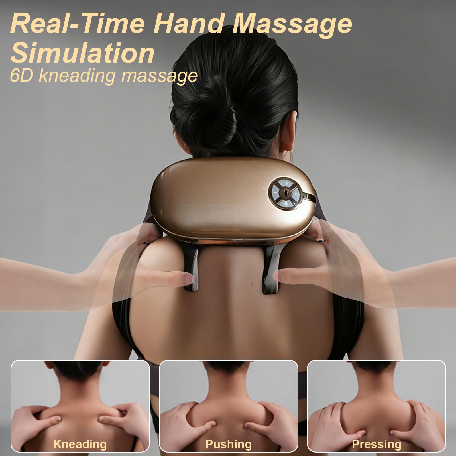 Massaggiatore Collo Senza Fili con Calore, 6D Shiatsu a Impasto per Collo, Spalle e Schiena, Ricaricabile con 5 Modalità e 2 Livelli di Calore, Regalo per Mamma e Papà