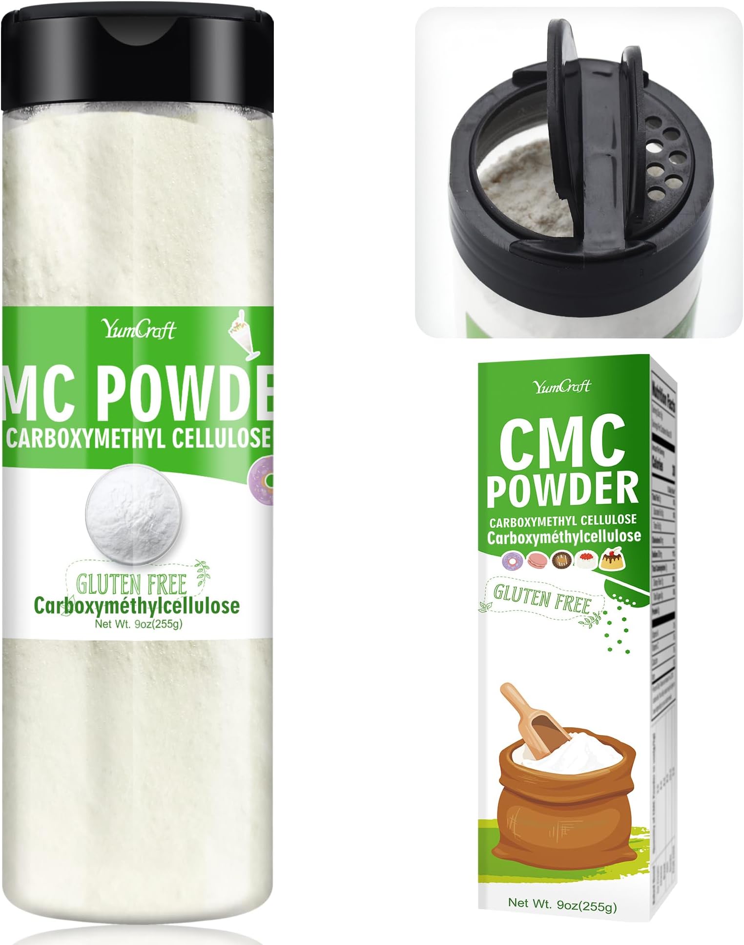 9oz CMC Powder, Pure Tylose Powder for Fondant, Ice Cream Stabilizer, Food Grade Carboxymethylcellulose Thickener and Water Retention Agent for Cake, Frozen Foods, Candy, Yogurt, Gum Paste