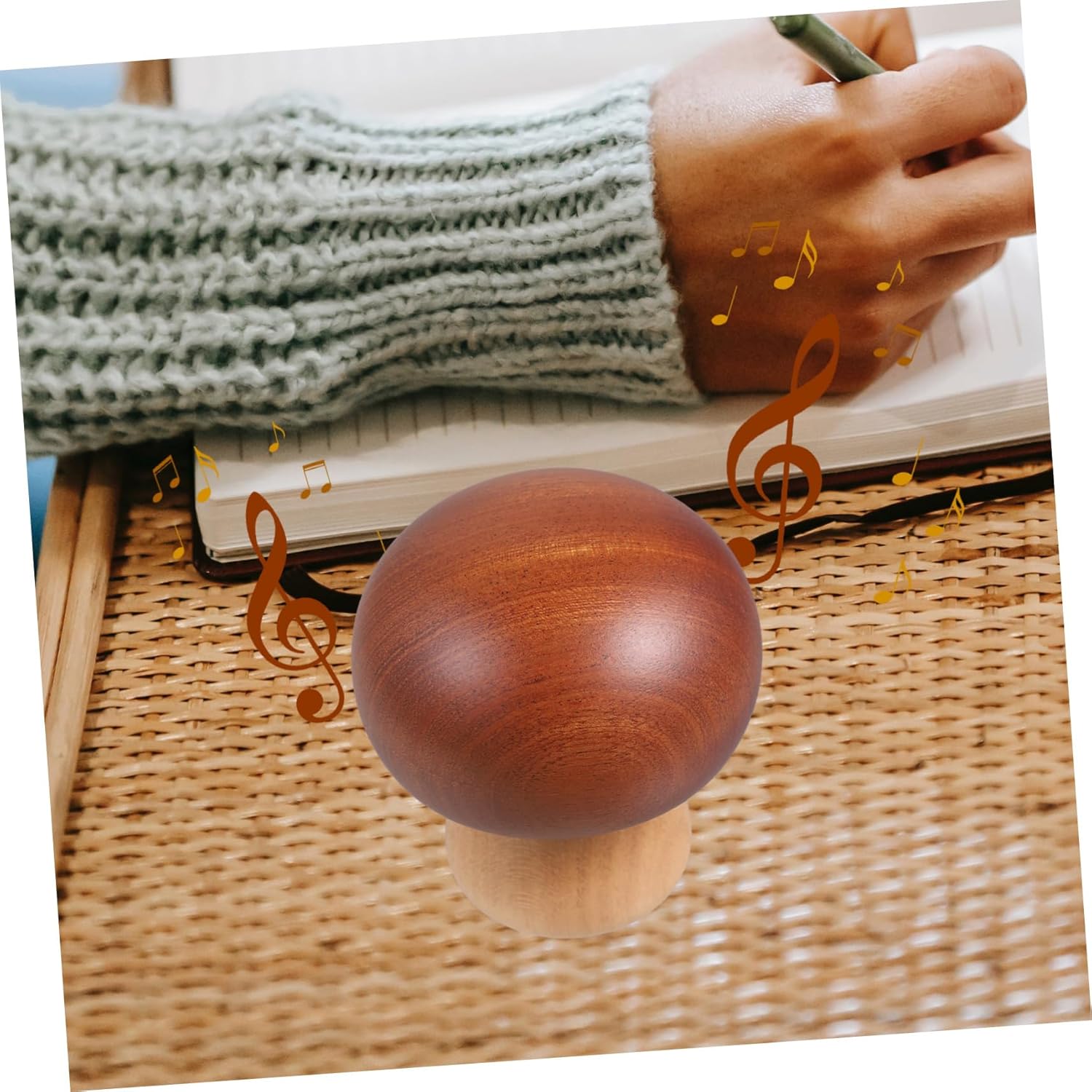 Ciieeo 3pcs Wooden Rotating Music Box Stylish Mushroom Shape Design Portable Desktop Musical Box for Home Office and Restaurant Decor Unique Present for Friends