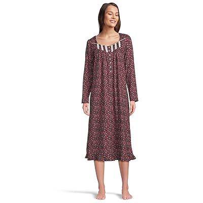 Eileen West Long Sleeve Cotton Knit Long Gown Women