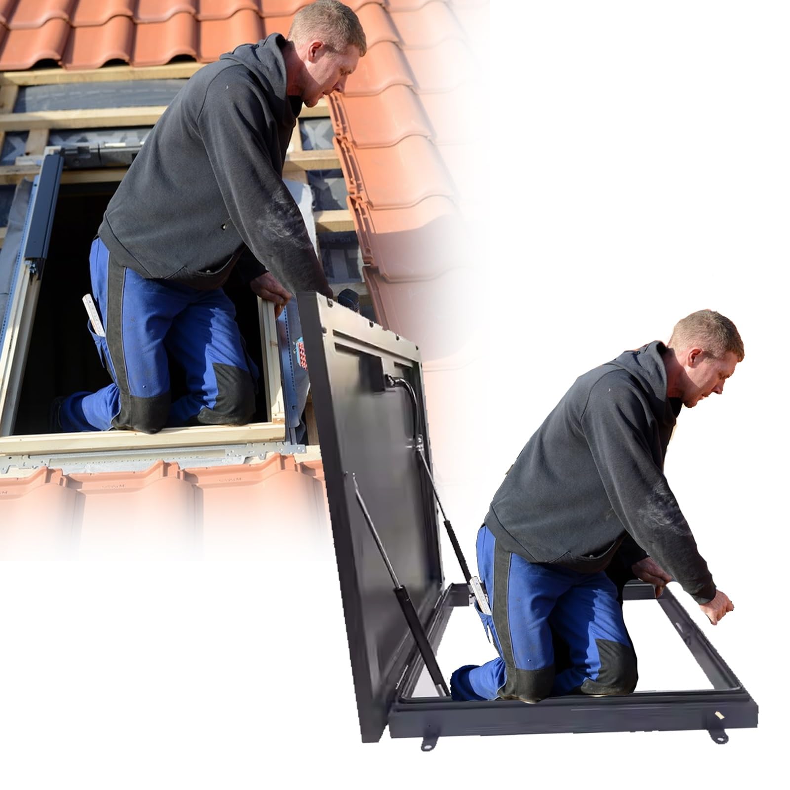 Bardzo duże aluminiowe pokrycie dachowe do włazu – wytrzymałe drzwi wejściowe do dachu spadzistego dachu, na strych zewnętrzny, drzwi bezpieczeństwa, osłona włazu ewakuacyjnego (85 x 65 cm)