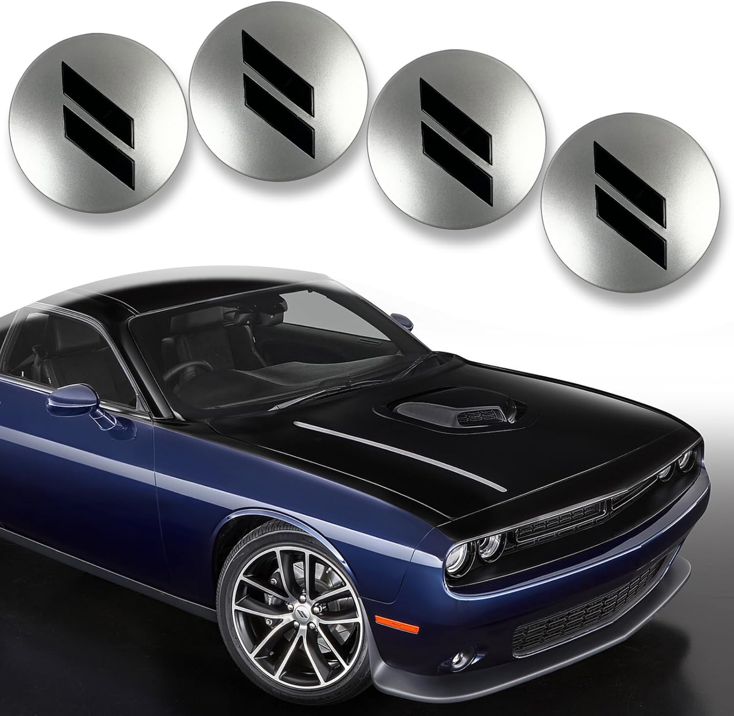 63mm/2.5 inches Slash Wheel Center Cap Covers HubCap Emblem Badge Trim Compatible with Dodge Charger Challenger Durango Hornet Dart R/T SRT Magnum Nitro Journey Caliber