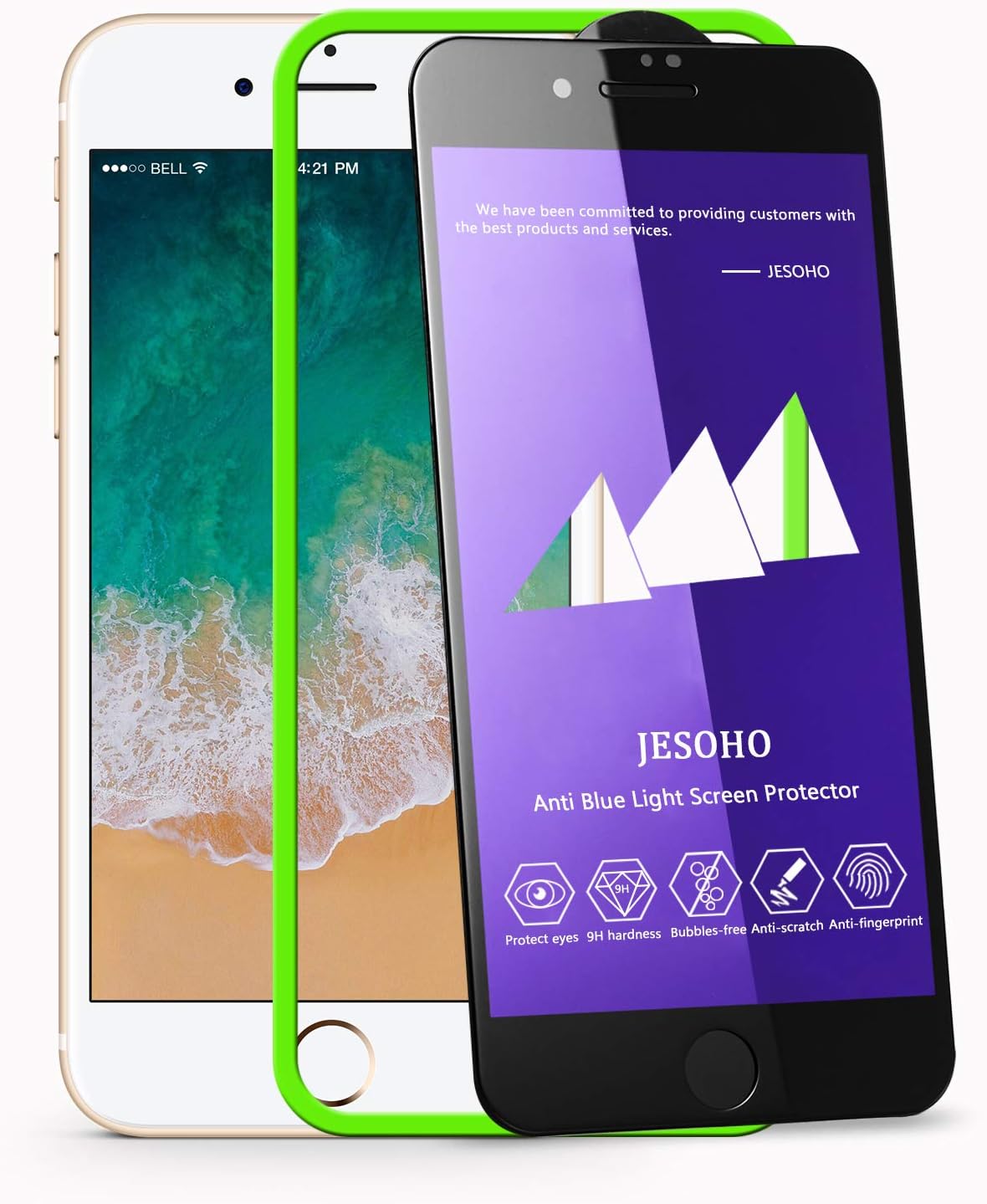 Anti Blue Light Screen Protector for iPhone 7 Plus/8 Plus, 3D Full Coverage, Anti-Scratches Blue Light Filter Tempered Glass Film For iPhone 7 Plus/8 Plus Black (2Packs)