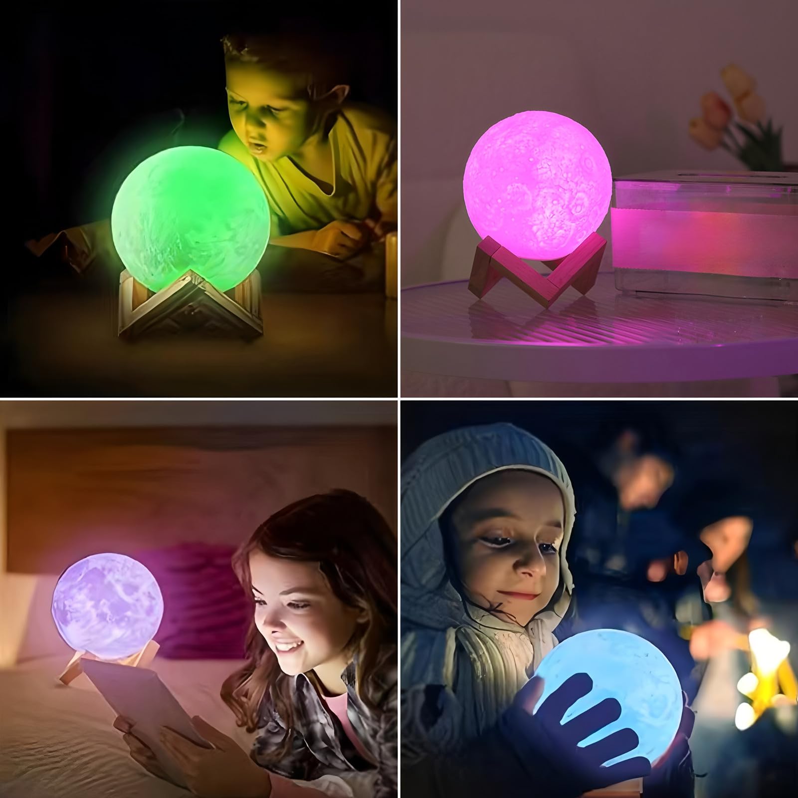 Lampada a forma di luna, 16 colori, luce notturna a LED con supporto, telecomando e controllo touch, lampada a forma di galassia per adolescenti, ragazze e ragazzi, ricaricabile tramite USB, luce