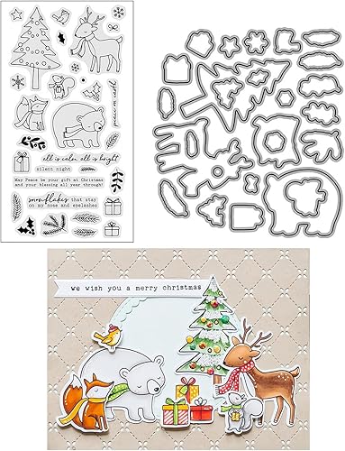 Juego de sellos y troqueles transparentes de oso polar y ciervos para hacer tarjetas, plantillas de corte para álbumes de recortes, álbum de fotos,