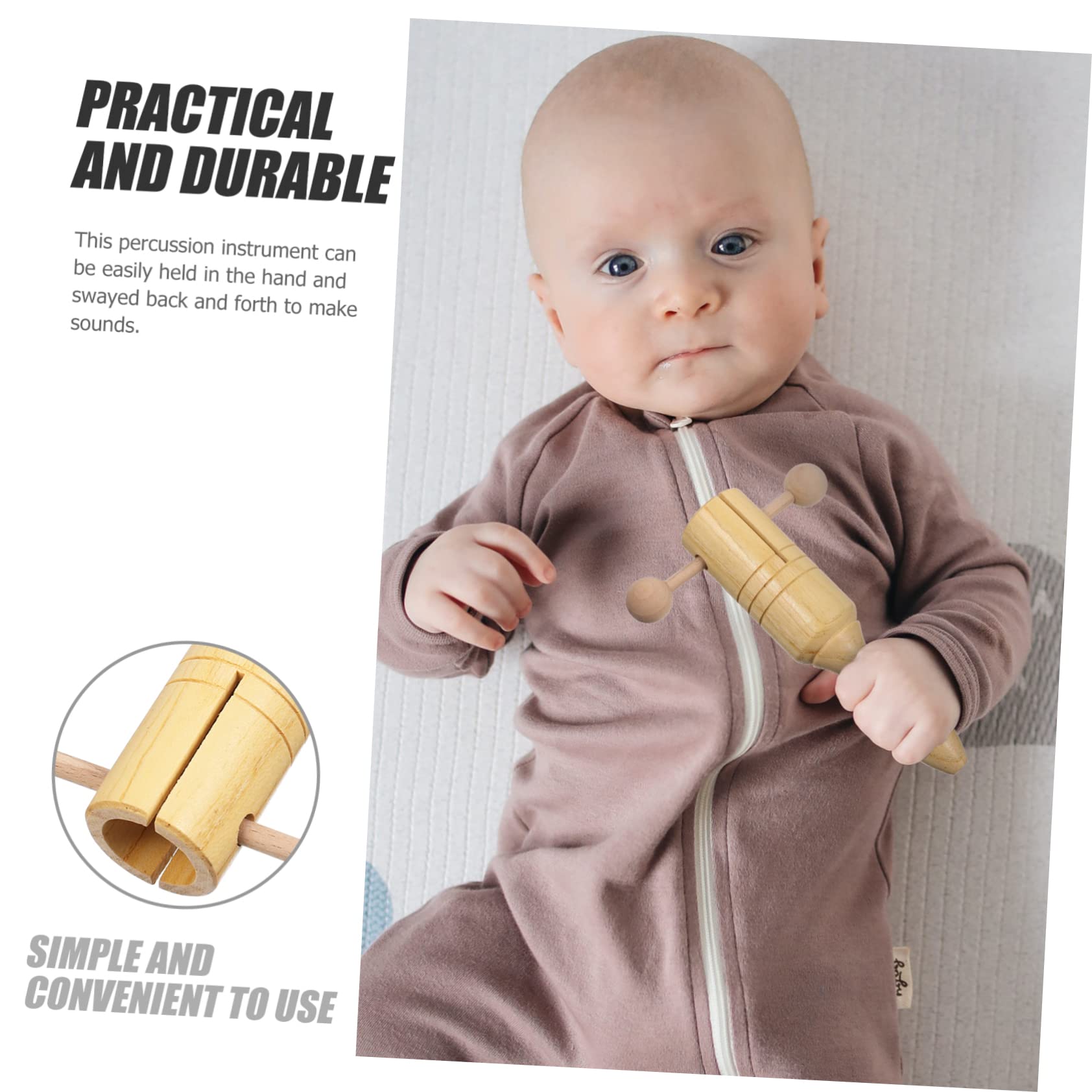 ERINGOGO 2Pcs Wooden Bell for Portable Handbell Musical Instruments for Early Education Rattles for Rhythm and Sound Perception for Parties and Performance