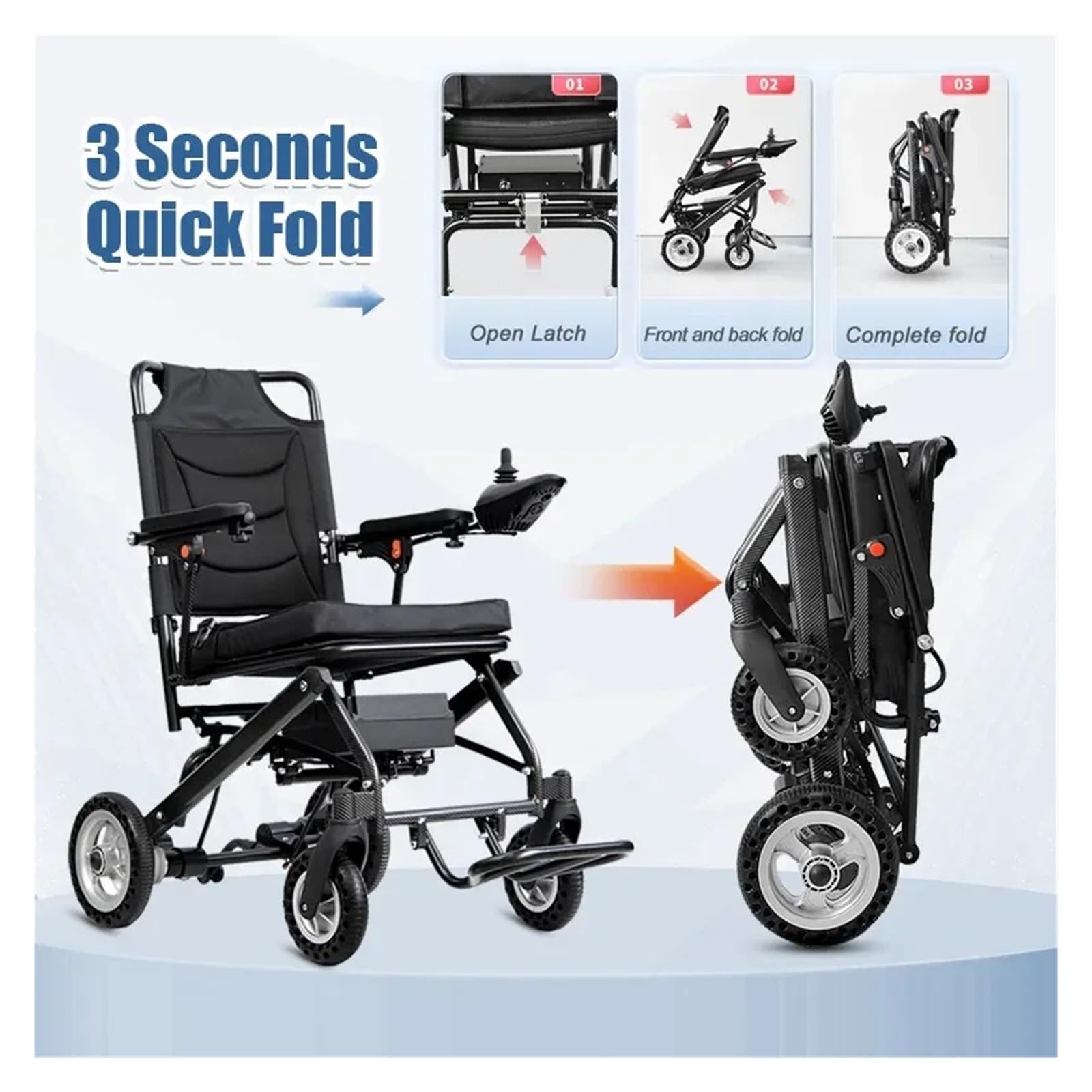 Silla De Ruedas Eléctrica Plegable 9,8 Kg ARY, Viaje Compacta Con Batería Litio 6A,Aprobada Por Aerolínea For Personas Mayores Discapacitadas Movilidad Cómoda Fluida