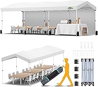 Vista 10 de COBIZI Tienda de campaña emergente de 10x20 con 6 paredes laterales, estructura de tienda de campaña de 10x20 mejorada con 3 alturas ajustables