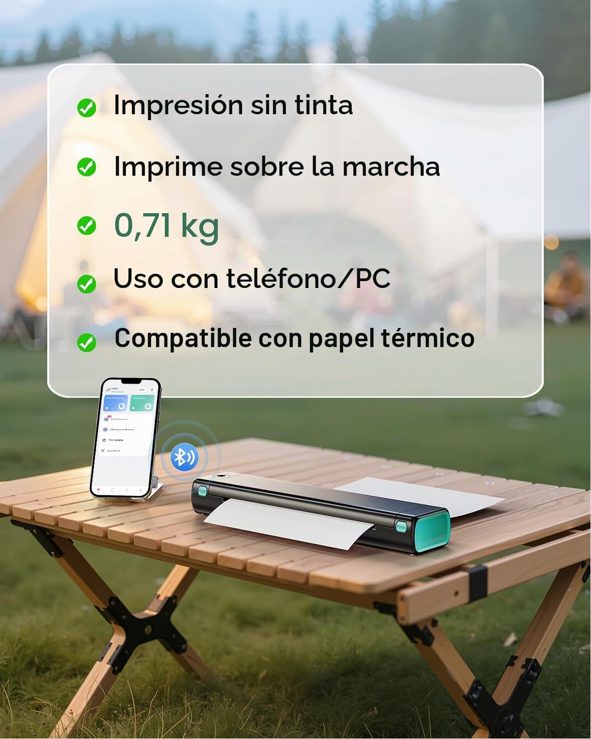 Phomemo M08F Portable Thermal Printer, A4 Bluetooth Inkless Mobile Printer Compatible with Phone Laptop, Wireless Printers for