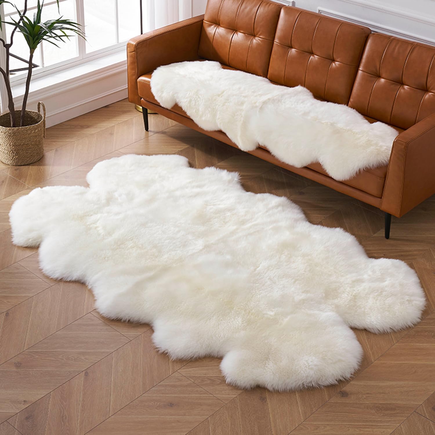 WL&ALLEN Sheepskin Rug - Genuine Thick & Lush Pile, Luxury Australian Pelts | Large Single  Ivory White