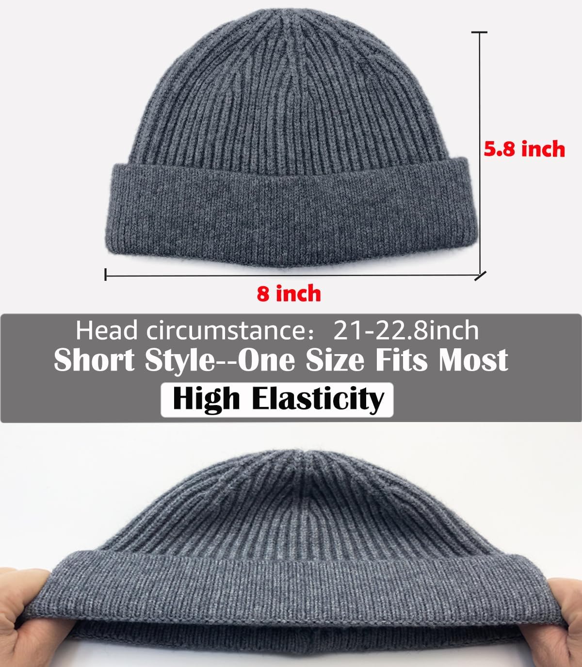 ROYBENS Thin Swag Wool Short Fisherman Beanie for Men Women, Knit Cuff Trawler Beanie Watch Hat, Soft Spring Fall Skull Cap - Image 6
