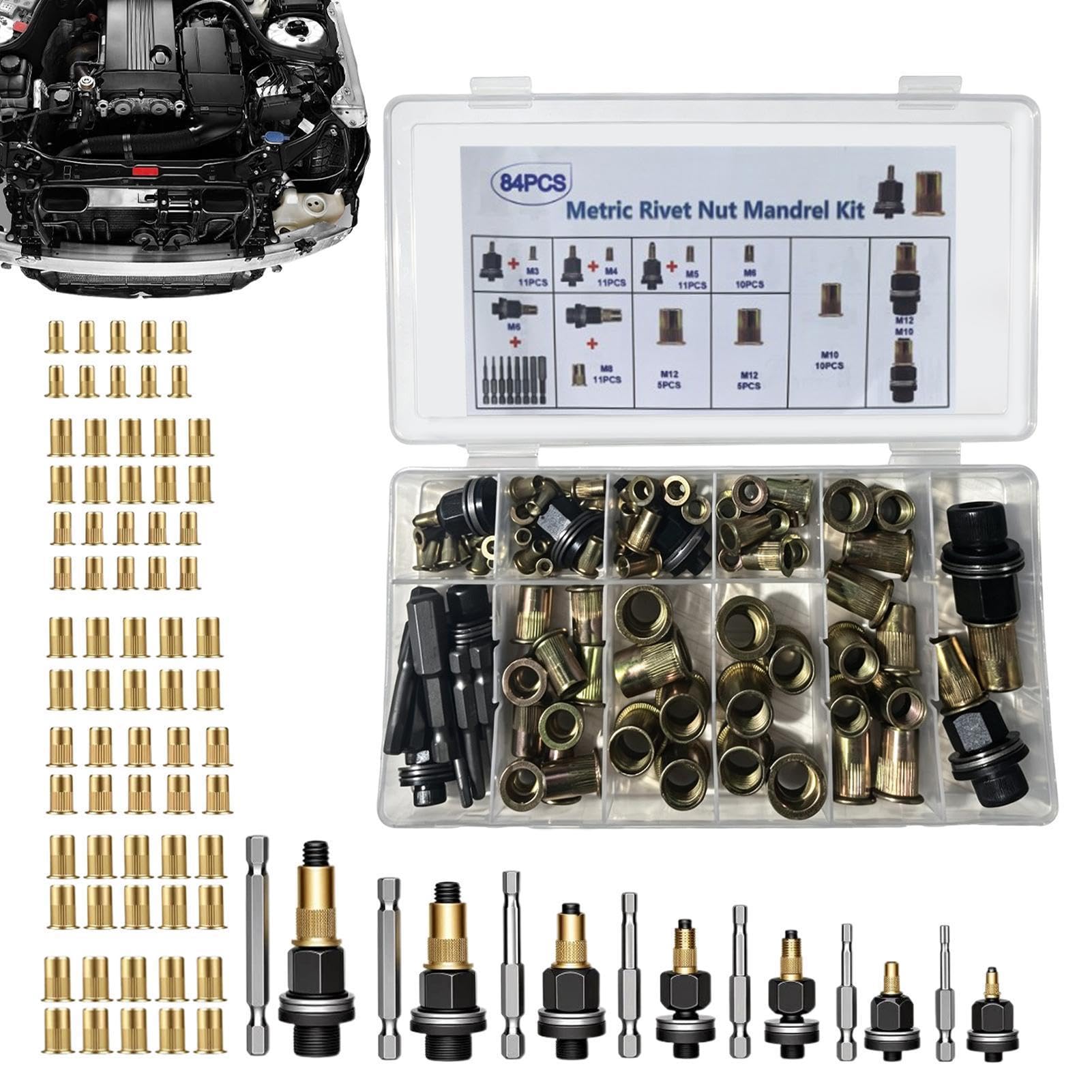 Kit de tuercas remachables Adaptador reparador en acero al carbono para