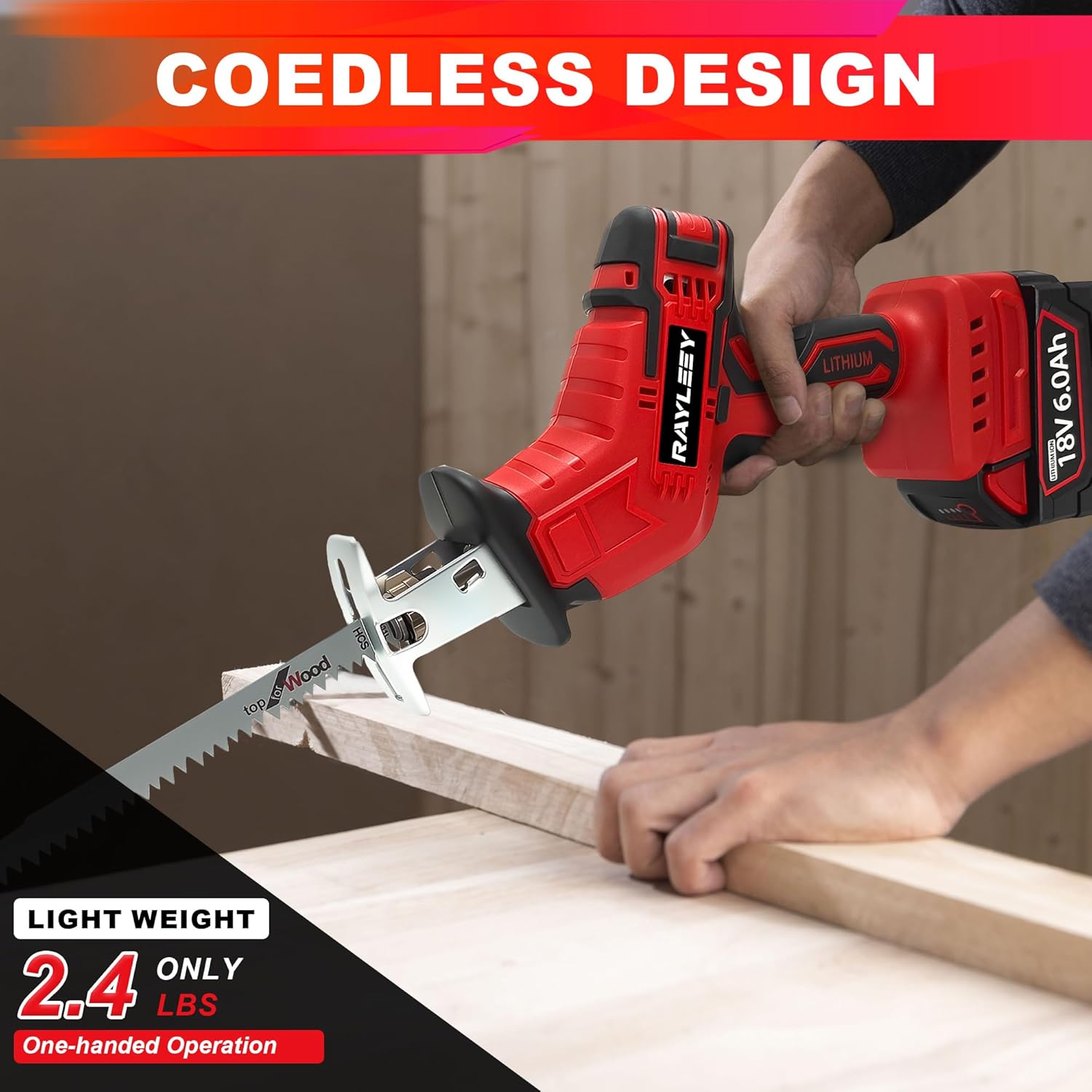 Cordless Reciprocating Saw Compatible with Milwaukee 18V Battery, 0-3500 SPM, Variable Speed Trigger, One-Handed, Keyless Blade Clamp, Tool Only