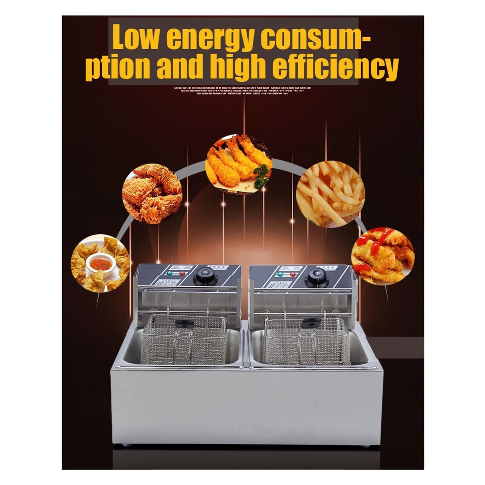 Handlowa podwójna dwucylindrowa elektryczna frytkownica piekarnik gorący kociołek smażony kurczak Grill maszyna do smażenia Pan 2 zbiorniki oleju Szybkie Nagrzewanie