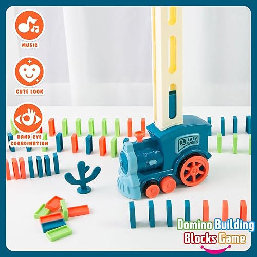 Miniatura 5 de 3 otters Juego de 123 piezas de juguetes de tren de dominó, bloques de construcción de dominó, juguetes de construcción y apilamiento para niños y